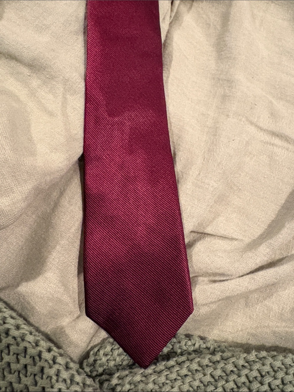 J. Crew Solid Burgundy Men's Silk Tie